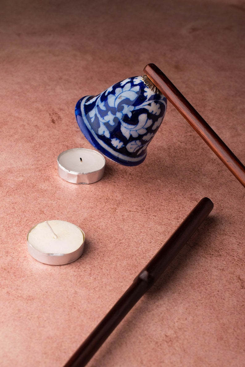 Handmade Ceramic Candle Snuffer Turquoise & Blue Pottery Extinguisher, Unique Candle Accessories Gift