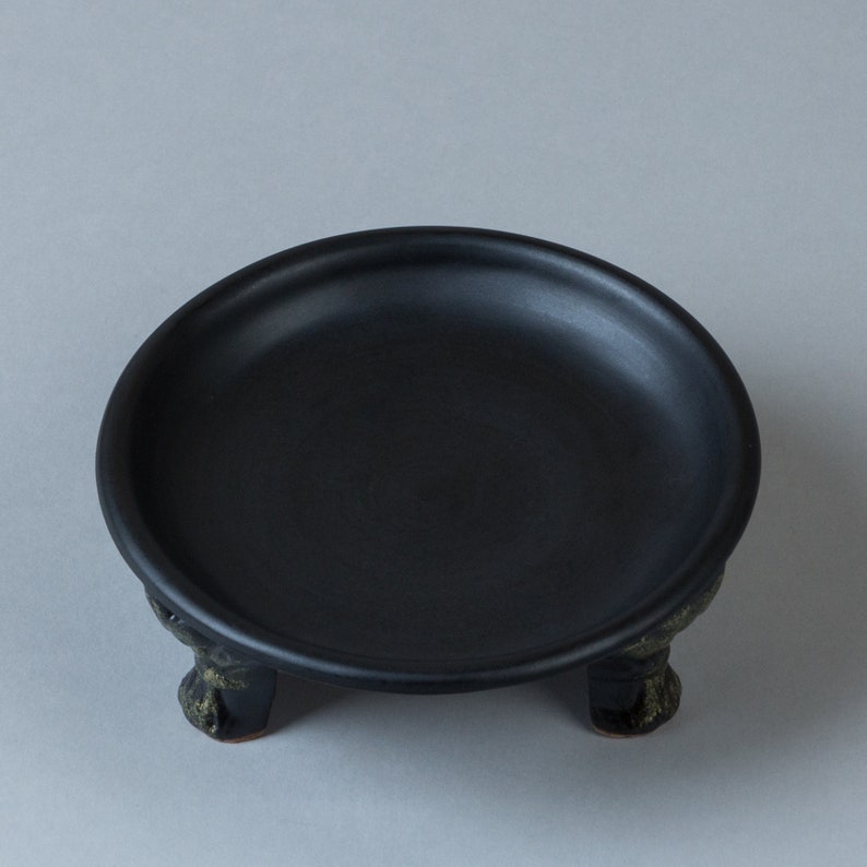 Victorian style ceramic candleholder, candle tray, white or black | handmade pottery