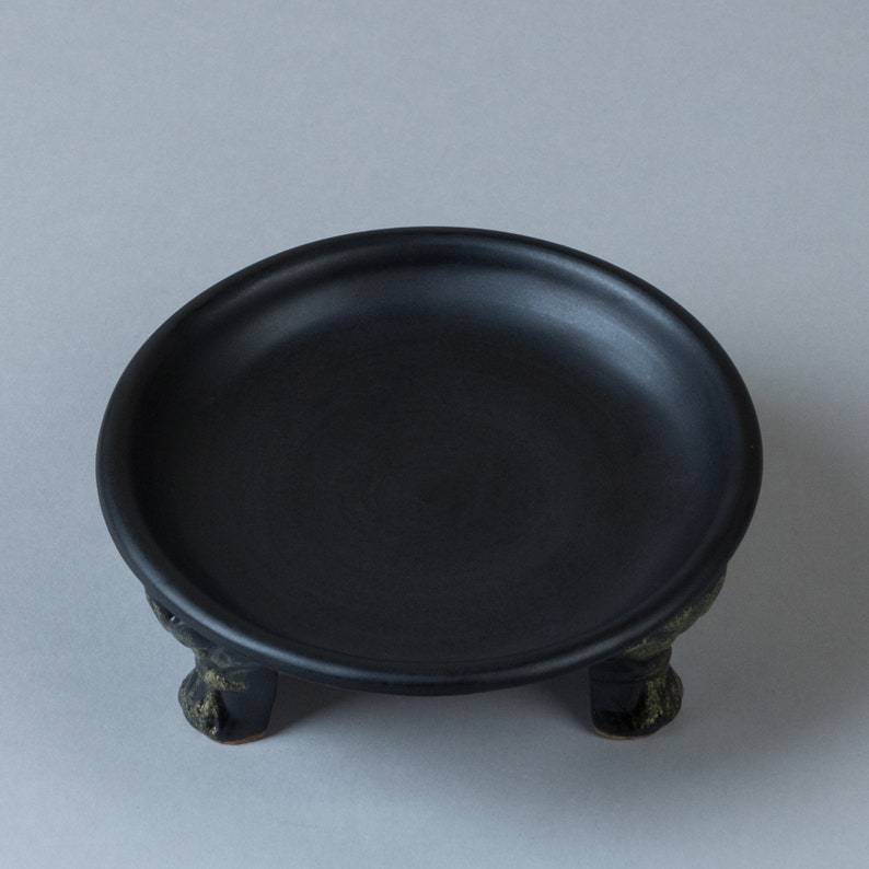 Victorian style ceramic candleholder, candle tray, white or black | handmade pottery