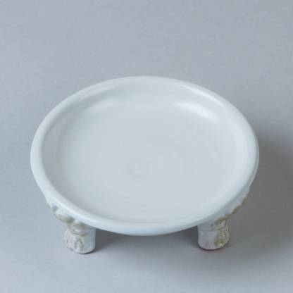 Victorian style ceramic candleholder, candle tray, white or black | handmade pottery