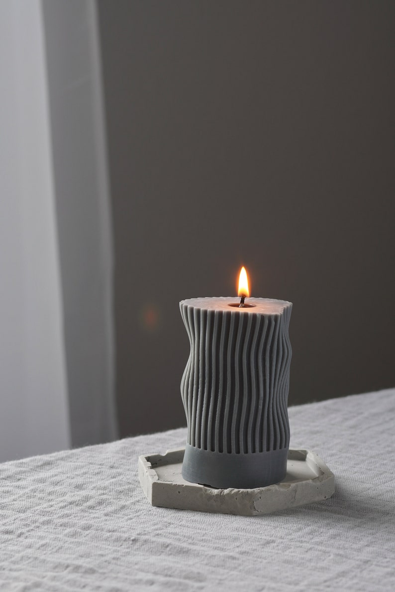 Wavy Sculptured Beeswax Soy Candle, Art Home Decor