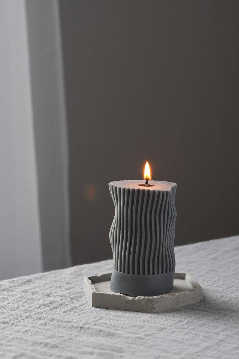 Wavy Sculptured Beeswax Soy Candle, Art Home Decor