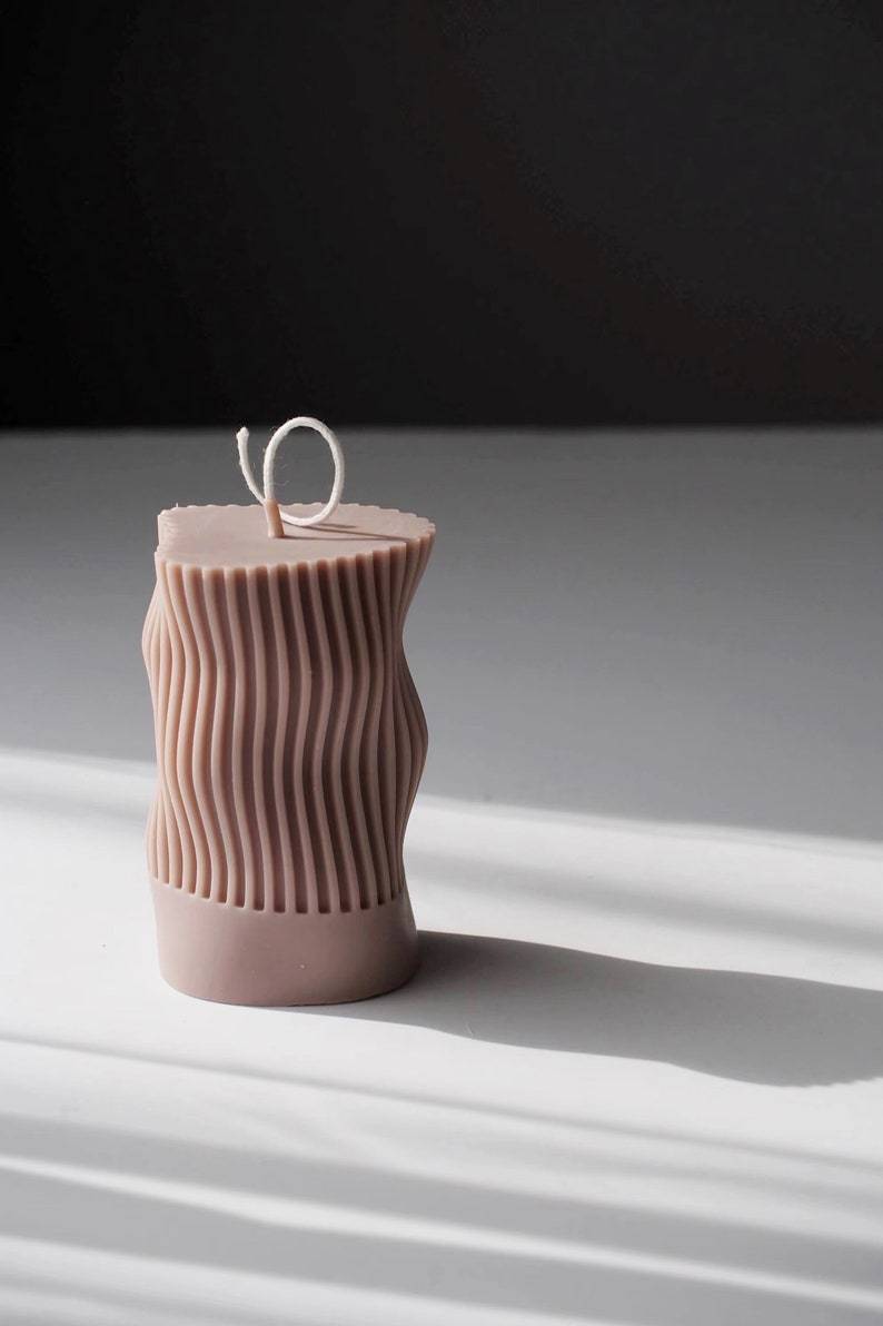 Wavy Sculptured Beeswax Soy Candle, Art Home Decor