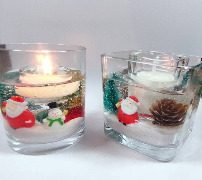 Winter Snow Gel Candle Christmas Gift Festive Decor Holiday Home Accent