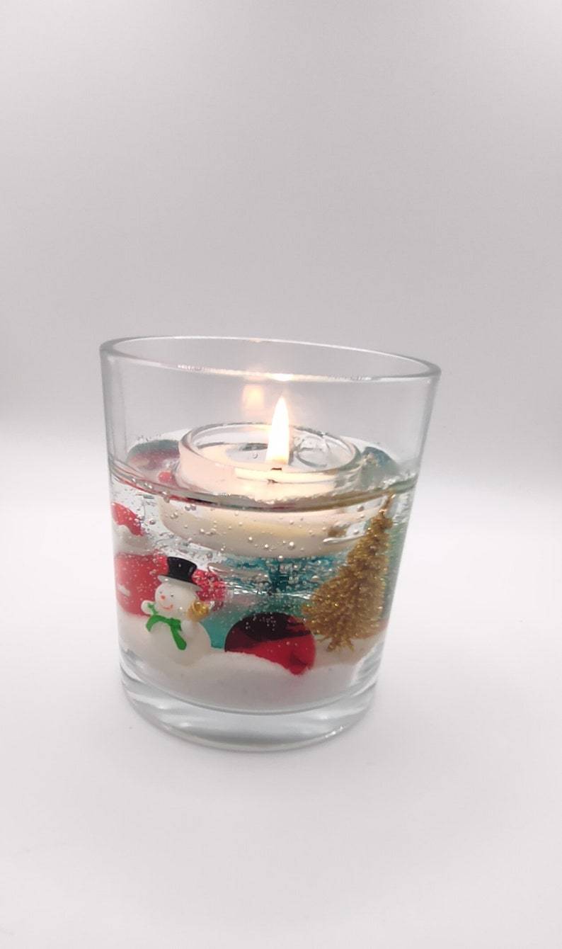 Winter Snow Gel Candle Christmas Gift Festive Decor Holiday Home Accent
