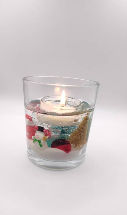 Winter Snow Gel Candle Christmas Gift Festive Decor Holiday Home Accent