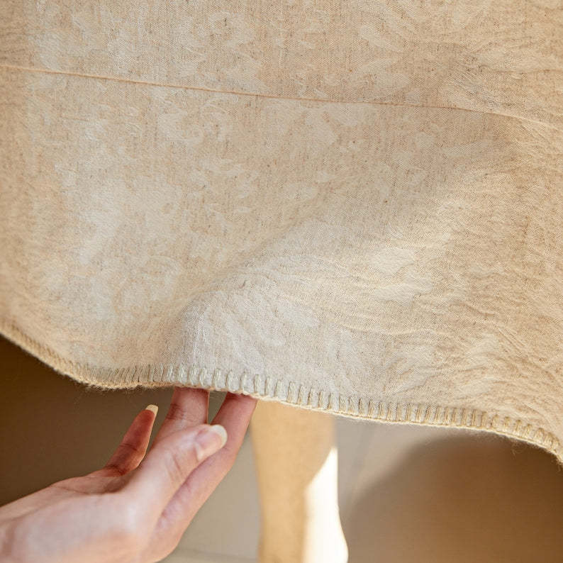 Floral Jacquard Tablecloth: Cotton Linen, Minimalist Art Design