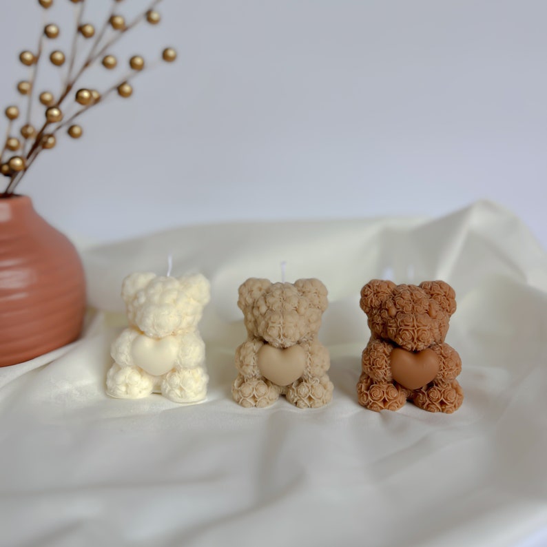 Cute teddy bear mini candle - soy wax - scented