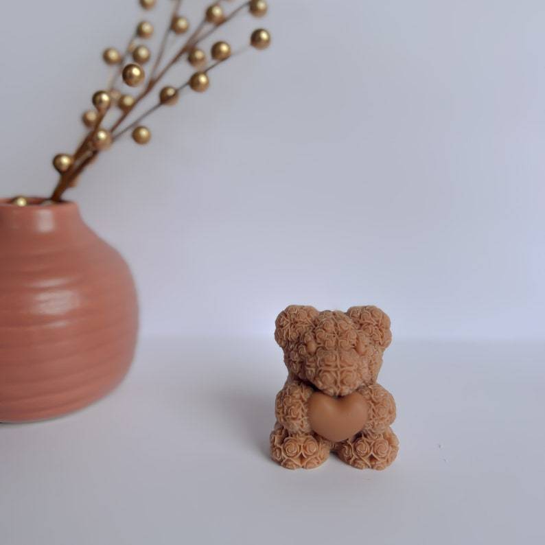 Cute teddy bear mini candle - soy wax - scented