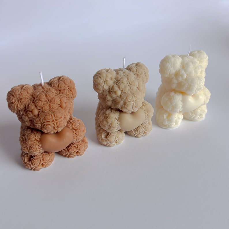 Cute teddy bear mini candle - soy wax - scented