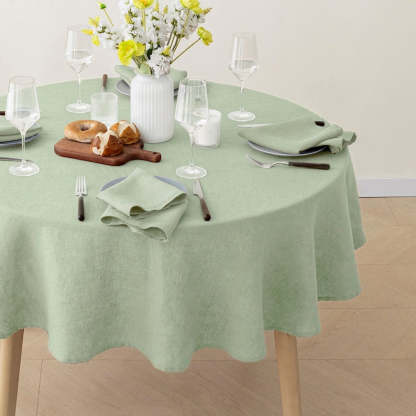 Round Linen Tablecloth – 100% Pure European Flax, Soft & Durable – Natural Eco-Friendly Table Cloth for Dining, Wedding and Everyday Decor