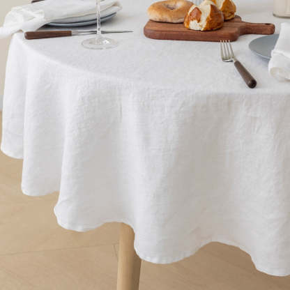 Round Linen Tablecloth – 100% Pure European Flax, Soft & Durable – Natural Eco-Friendly Table Cloth for Dining, Wedding and Everyday Decor