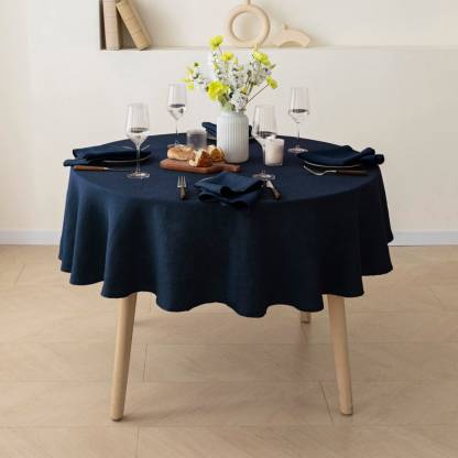 Round Linen Tablecloth – 100% Pure European Flax, Soft & Durable – Natural Eco-Friendly Table Cloth for Dining, Wedding and Everyday Decor