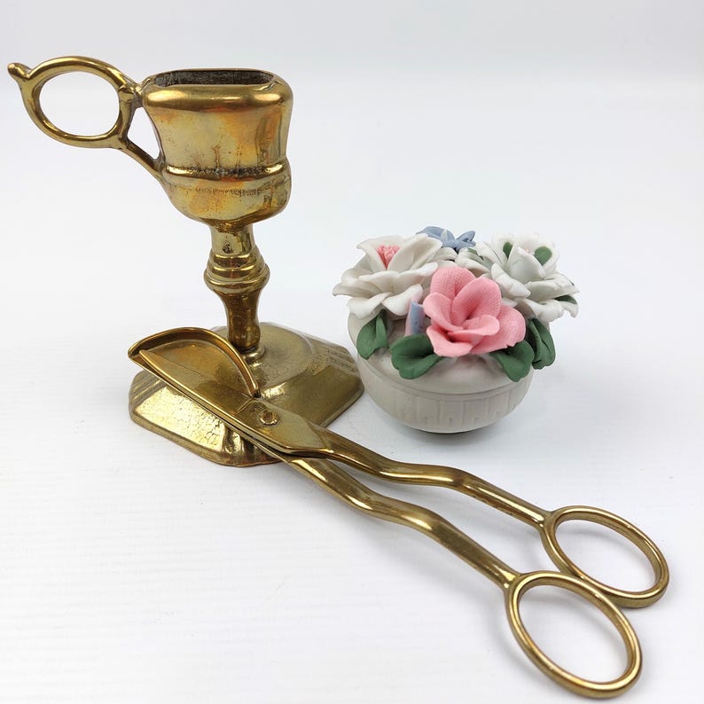 Antique Brass Candle Snuffer with Stand - Vintage Candle Flame Extinguisher, Elegant Home Decor