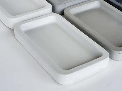 Handmade Concrete Tray – Minimalist Decorative Tray for Bottles, Candles, Jewelry, Keys – Modern Tray, Countertop Organizer, Home Decor Gift