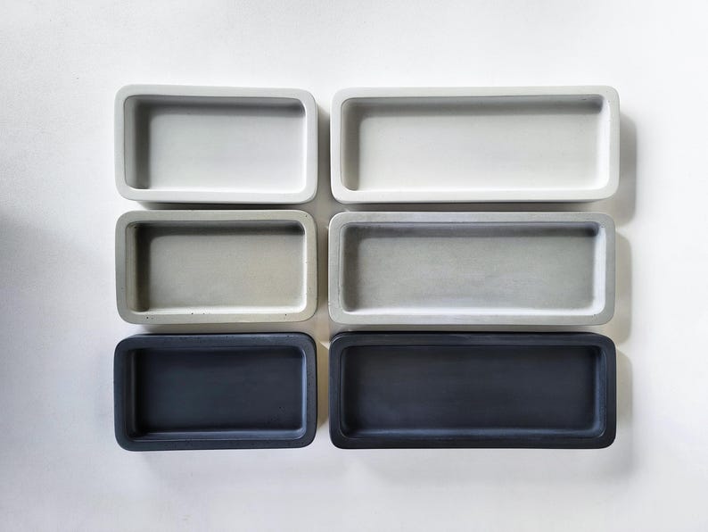 Handmade Concrete Tray – Minimalist Decorative Tray for Bottles, Candles, Jewelry, Keys – Modern Tray, Countertop Organizer, Home Decor Gift
