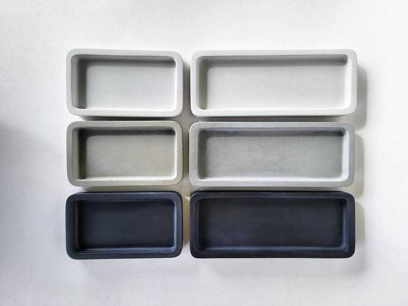 Handmade Concrete Tray – Minimalist Decorative Tray for Bottles, Candles, Jewelry, Keys – Modern Tray, Countertop Organizer, Home Decor Gift