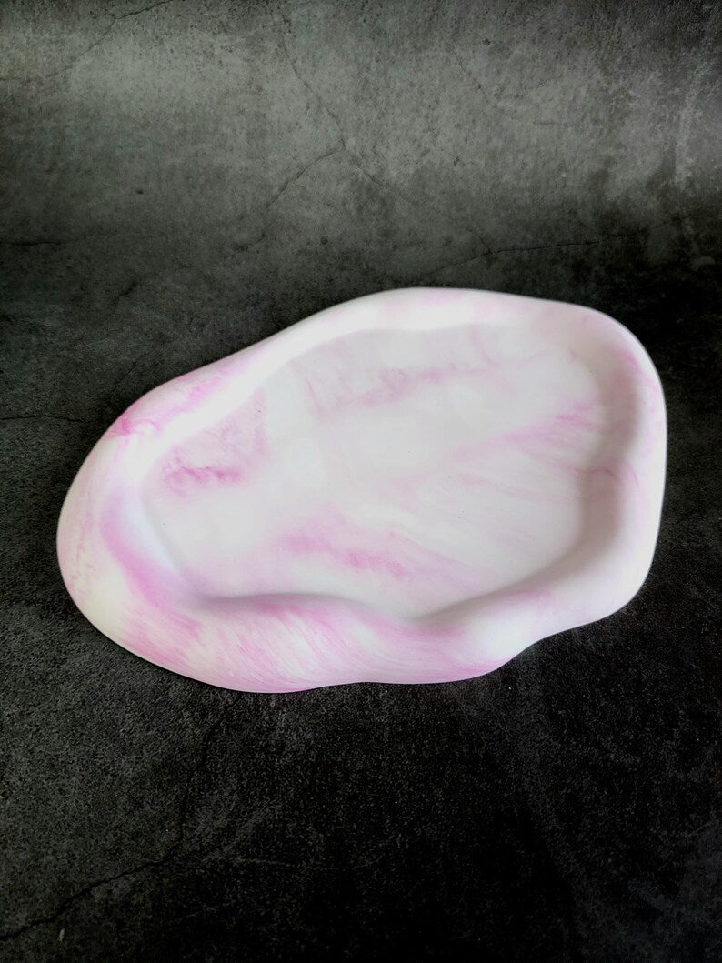 Handmade Ceramic Tray: Marbled Jewelry, Candle & Key Holder