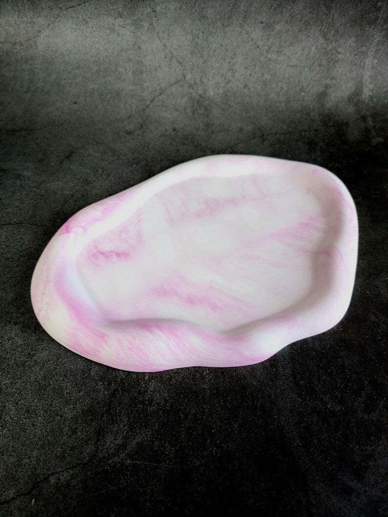 Handmade Ceramic Tray: Marbled Jewelry, Candle & Key Holder