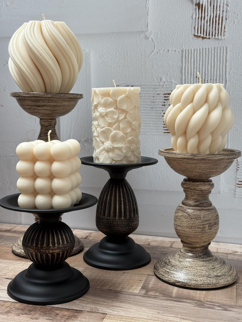 Handmade Candle, Undyed Luxury Soy Pillar Candle, Aesthetic Sculpted Bubble Candle, Rose and Ribbed Candle, Gift Boxed Candle Gifts for Her!