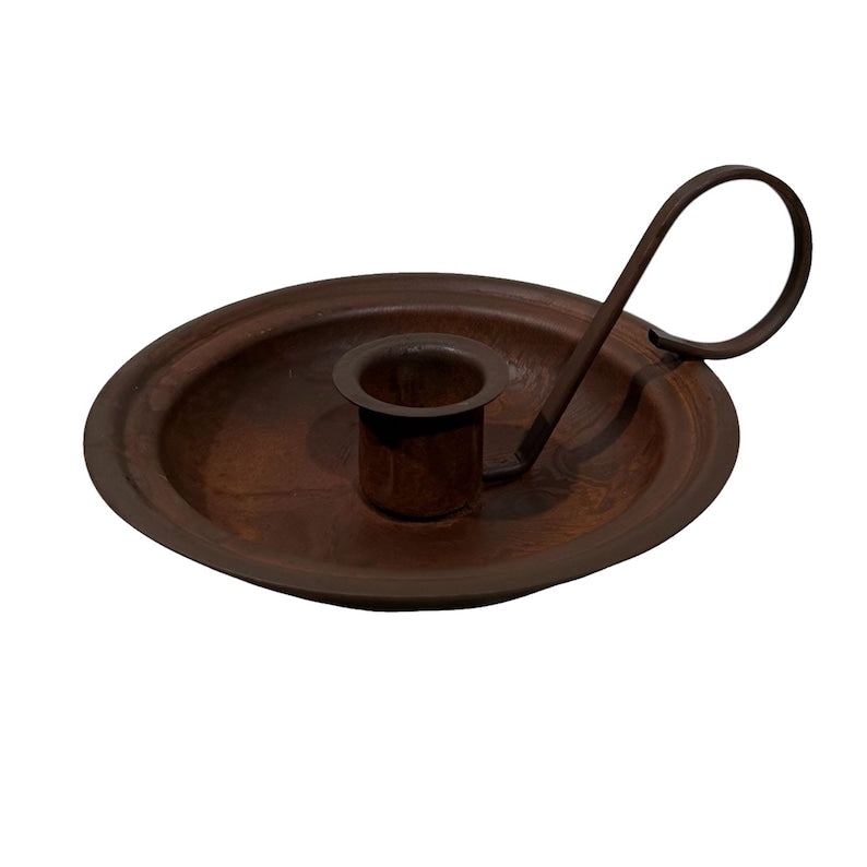 Rust Chamberstick Candle Holder Victorian Colonial Primitive Farmhouse Decor