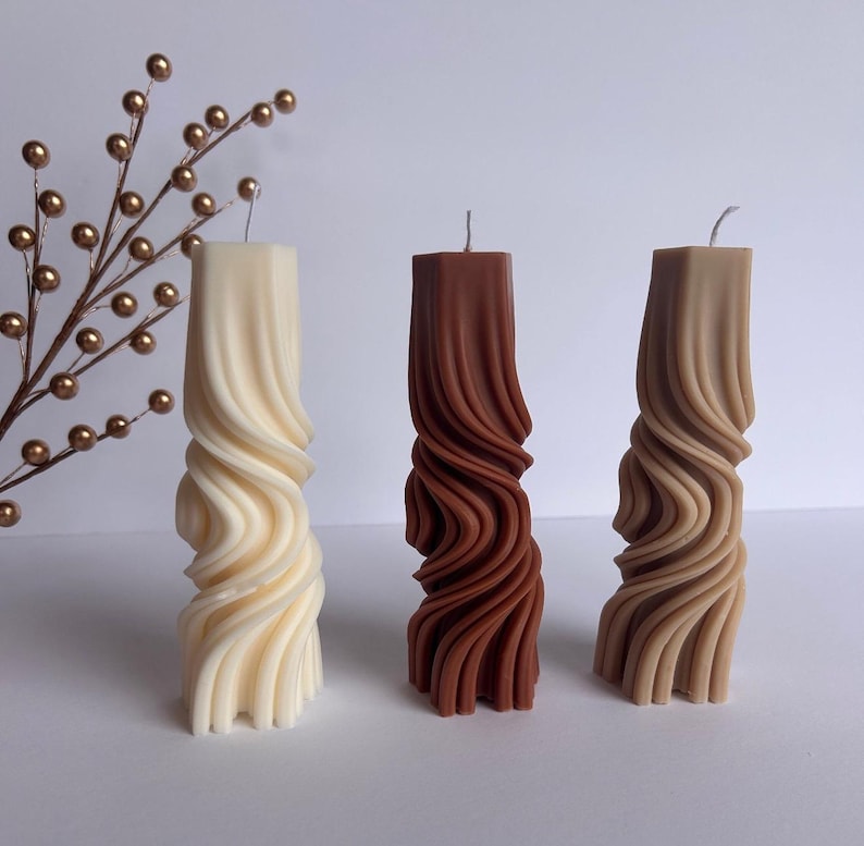 Twisted Beeswax Pillar Candle – Decorative Home Decor
