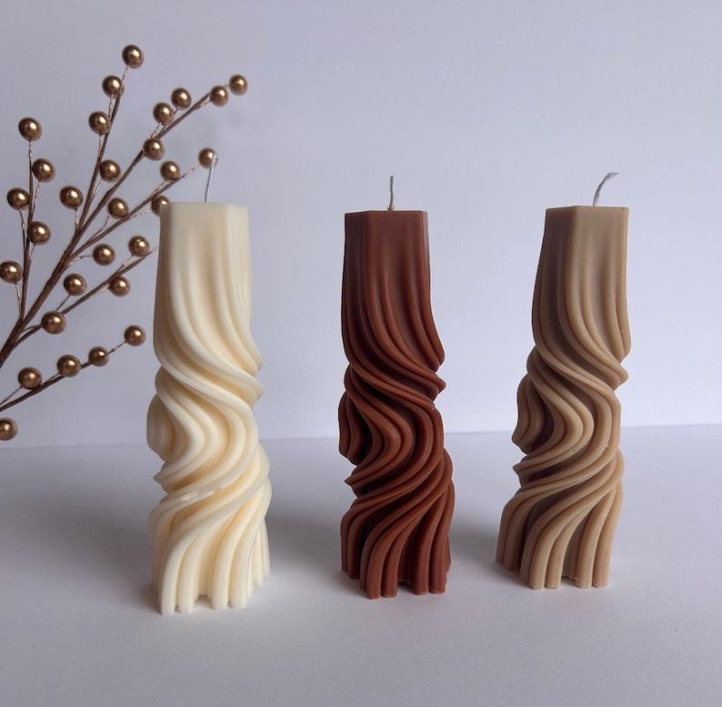 Twisted Beeswax Pillar Candle – Decorative Home Decor