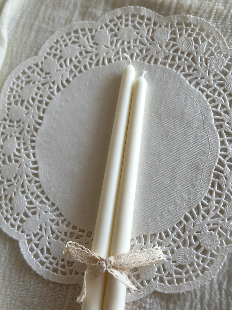 Ivory Taper Candles: Handmade Soy Wax Dinner Candles, Elegant Home Decor