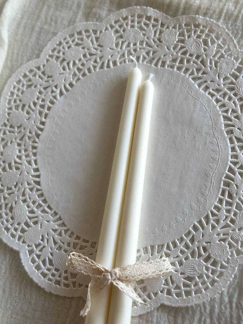 Ivory Taper Candles: Handmade Soy Wax Dinner Candles, Elegant Home Decor