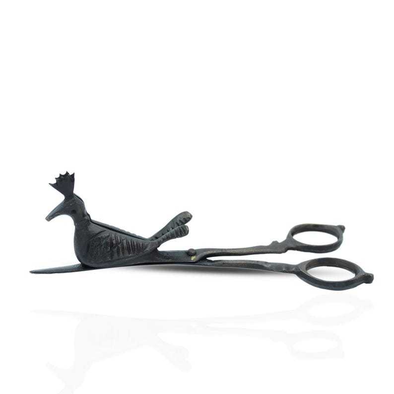 Vintage Brass Rooster Candle Snuffer Scissors – Antique Gas Lamp Extinguisher & Decorative Fire Safety Tool