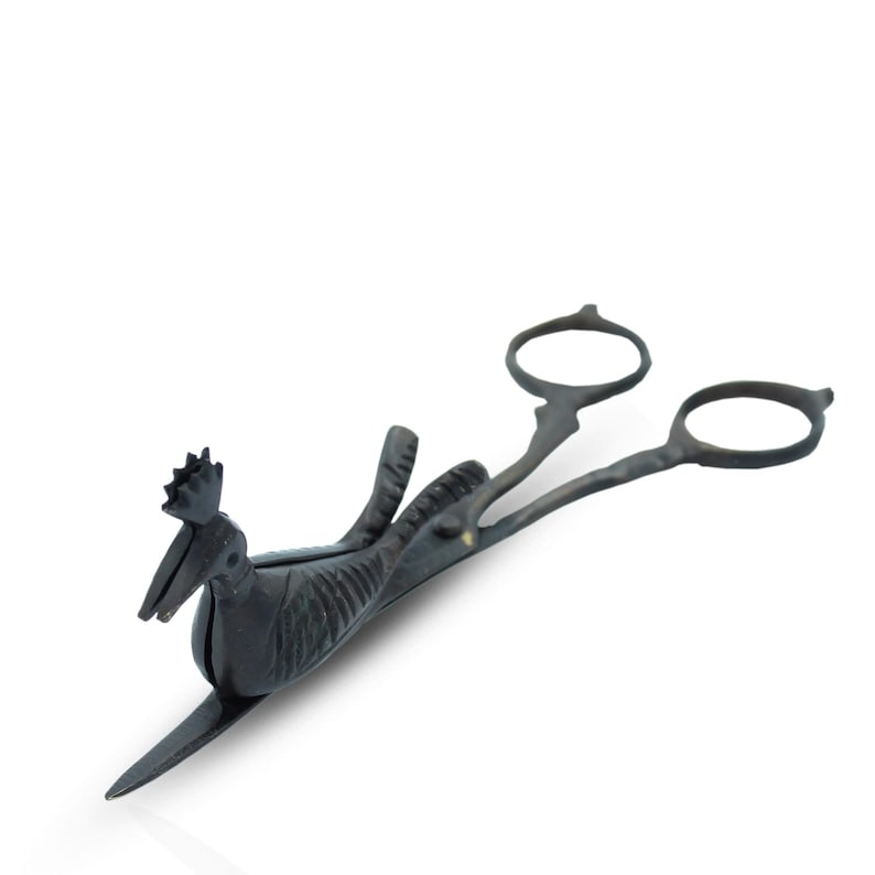 Vintage Brass Rooster Candle Snuffer Scissors – Antique Gas Lamp Extinguisher & Decorative Fire Safety Tool