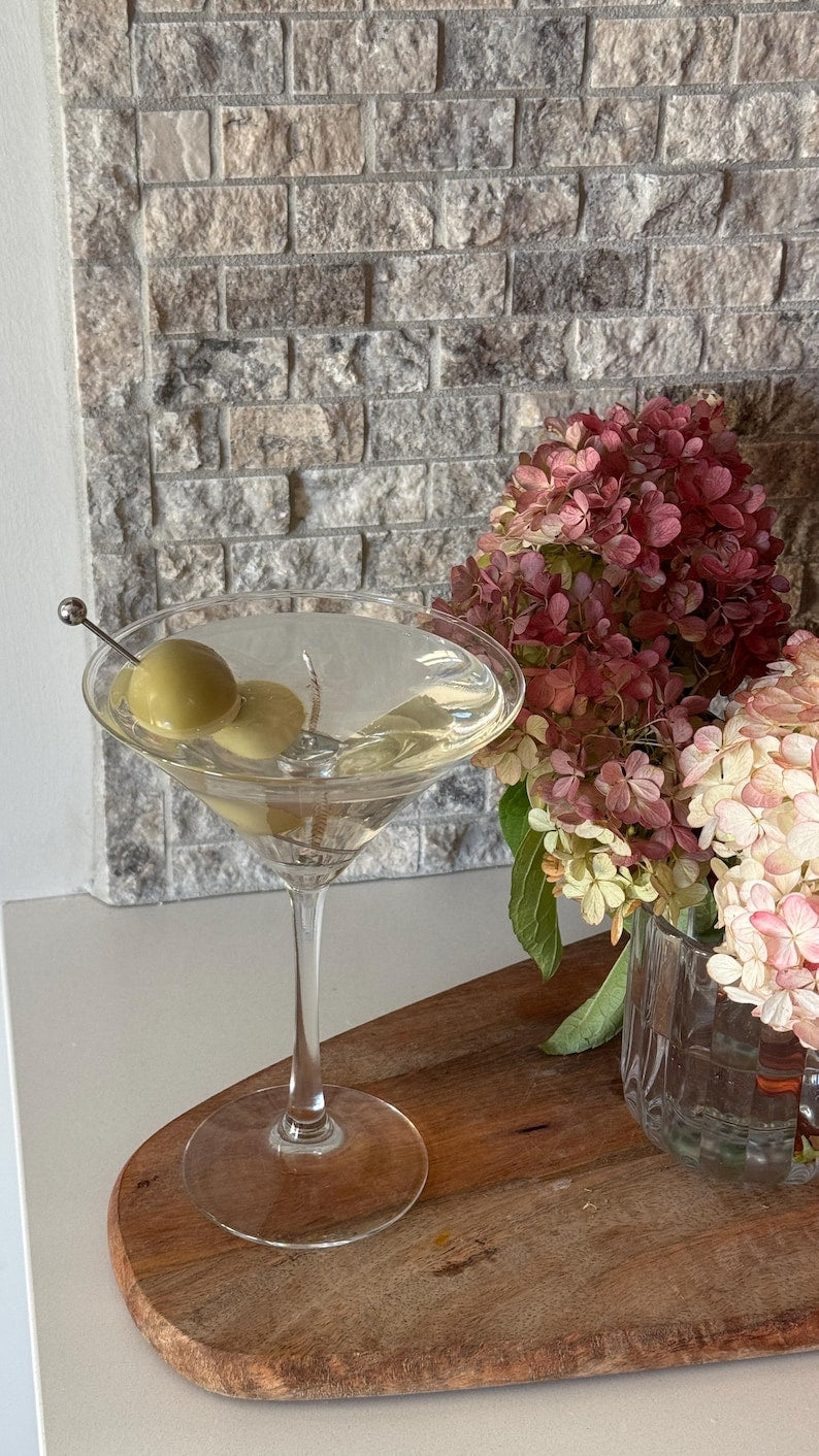 Dirty Martini Candle: Gel Wax with Beeswax Olive | 8 oz | USA