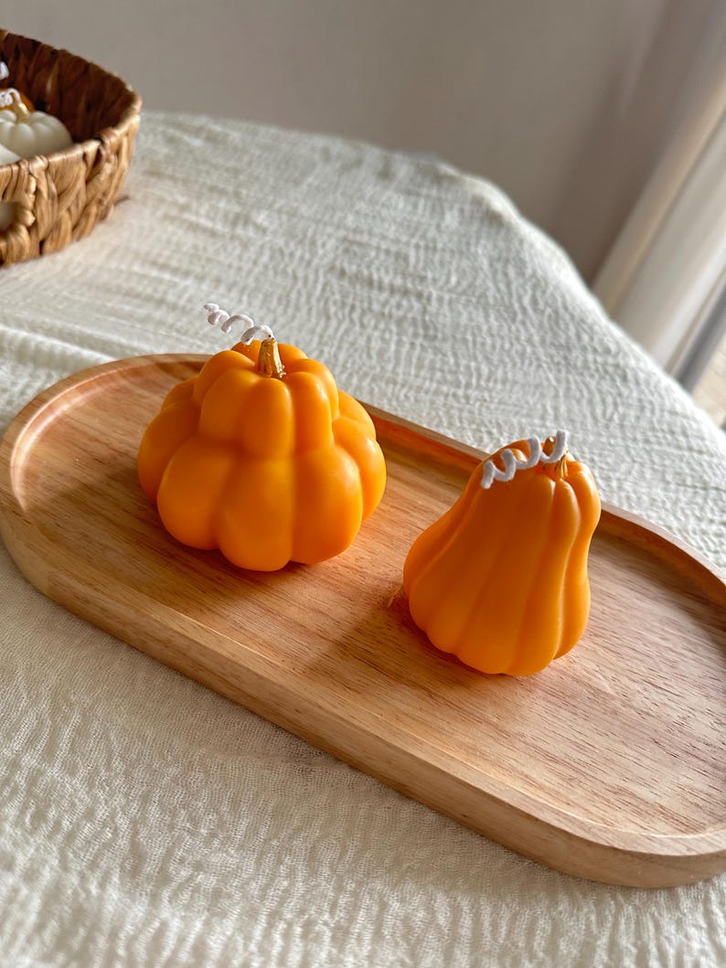 Handmade Olive Wax Pumpkin Candle Set: Eco-Friendly Fall Decor Thanksgiving gift
