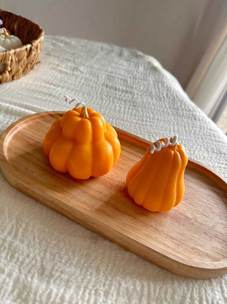 Handmade Olive Wax Pumpkin Candle Set: Eco-Friendly Fall Decor Thanksgiving gift