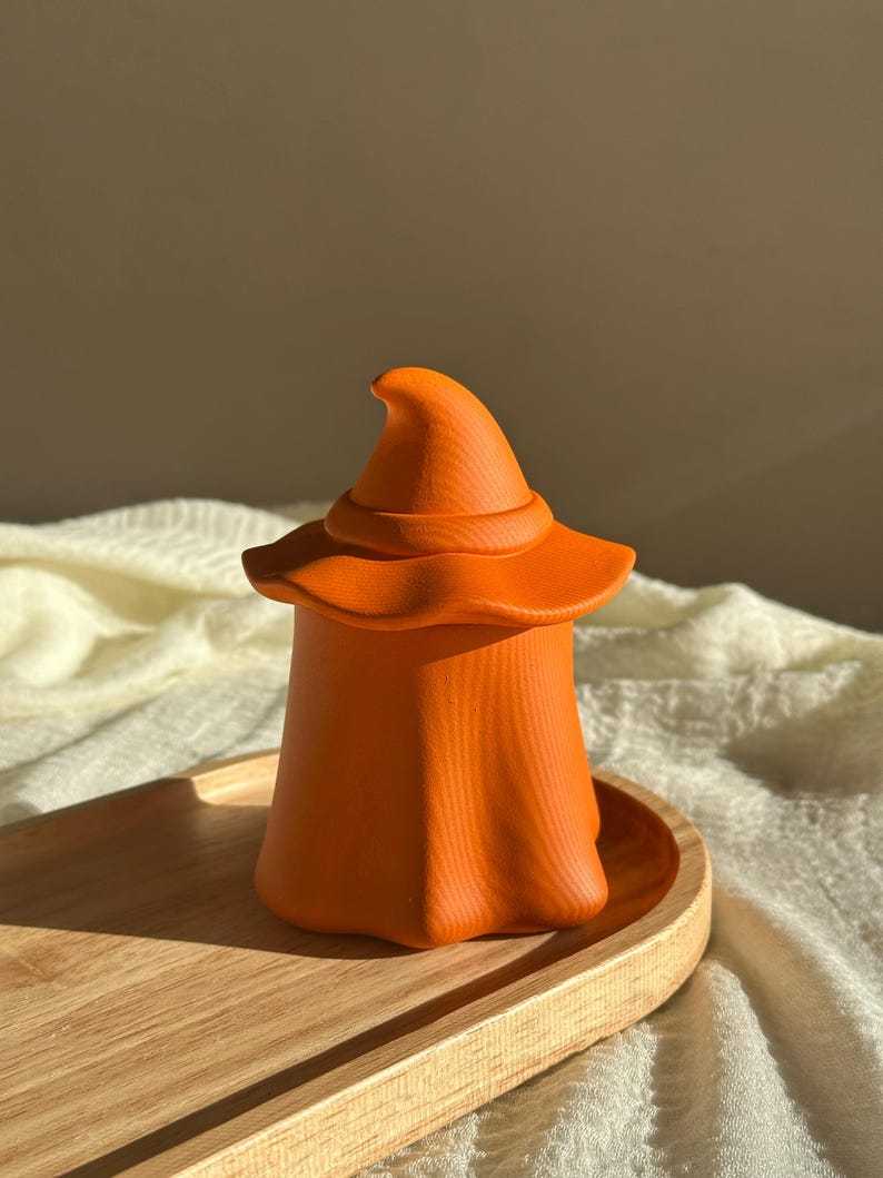 Handmade Coconut Wax Candle in Witch Hat Jar: Spooky Halloween Decor Fall decoration