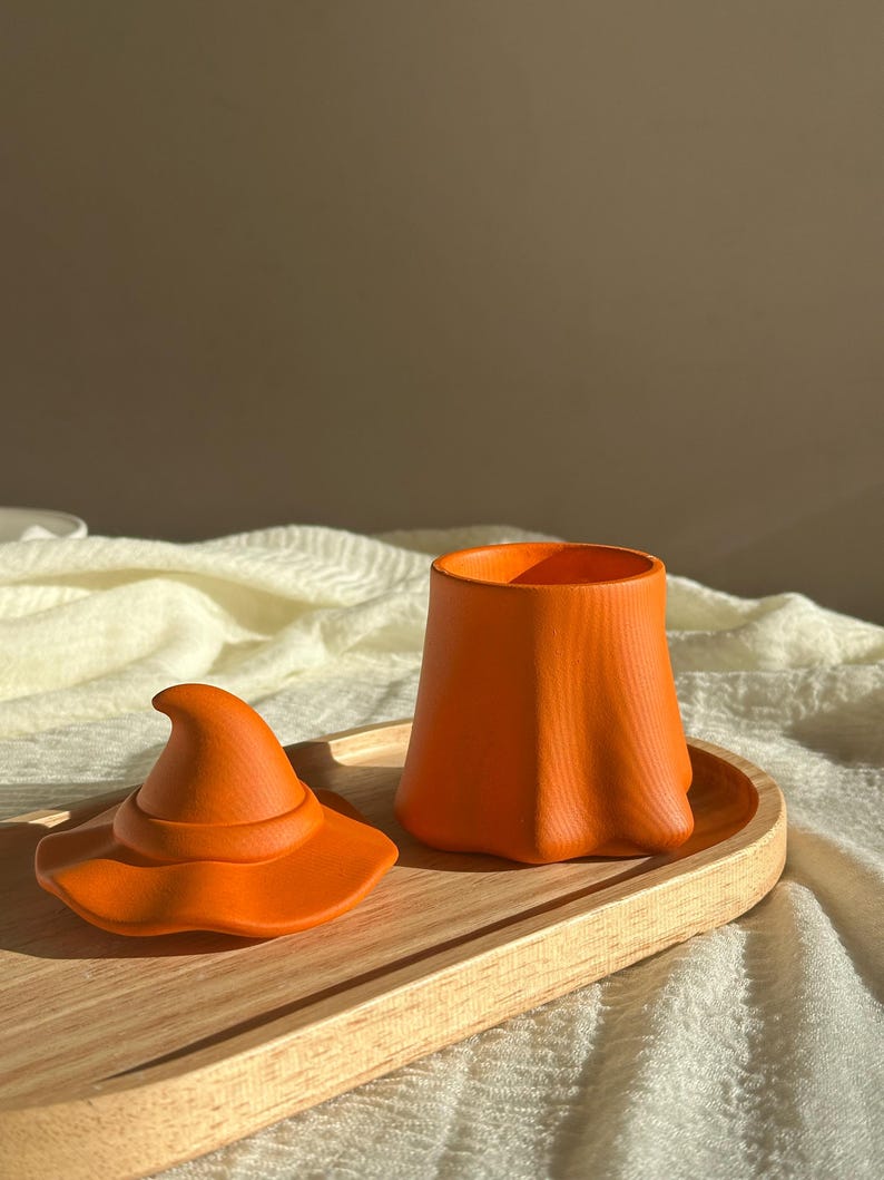 Handmade Coconut Wax Candle in Witch Hat Jar: Spooky Halloween Decor Fall decoration