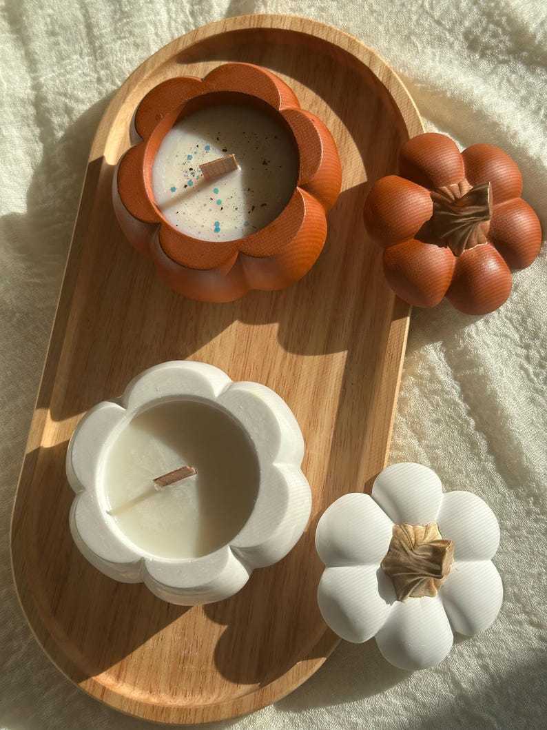 Handmade Pumpkin Candle: Coconut Soy Wax in Ceramic Jar Fall gift