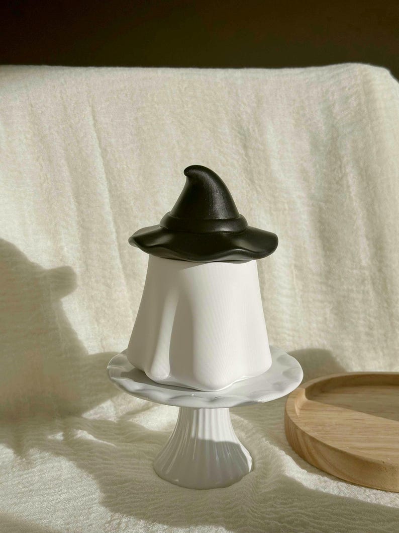 Handmade Coconut Wax Candle in Witch Hat Jar: Spooky Halloween Decor Fall decoration