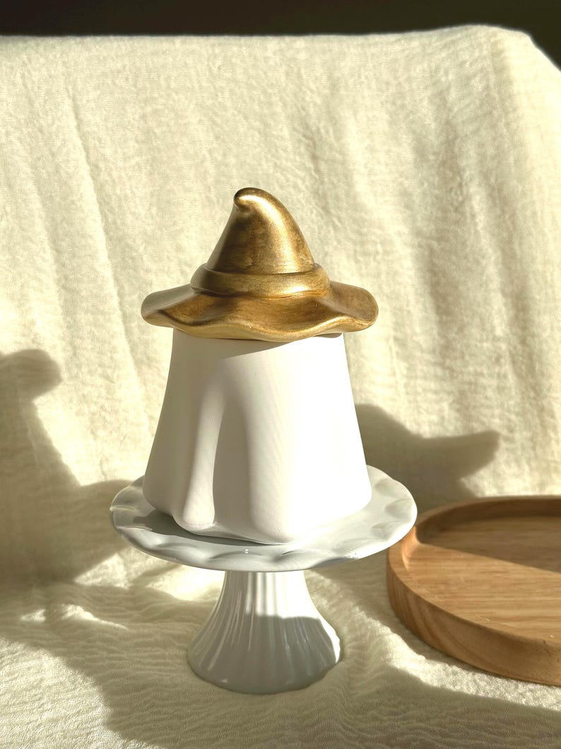 Handmade Coconut Wax Candle in Witch Hat Jar: Spooky Halloween Decor Fall decoration