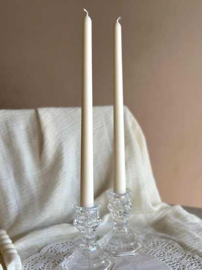 Ivory Taper Candles: Handmade Soy Wax Dinner Candles, Elegant Home Decor
