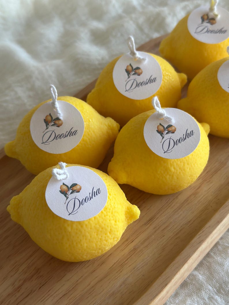 Handmade Candles Lemon shaped candles Wedding Essentials Olive wax candles Aesthetic candles Birthday favors Party Favors Customised candles