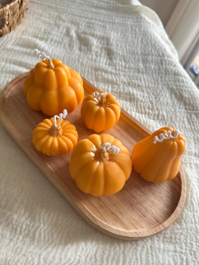 Handmade Olive Wax Pumpkin Candle Set: Eco-Friendly Fall Decor Thanksgiving gift