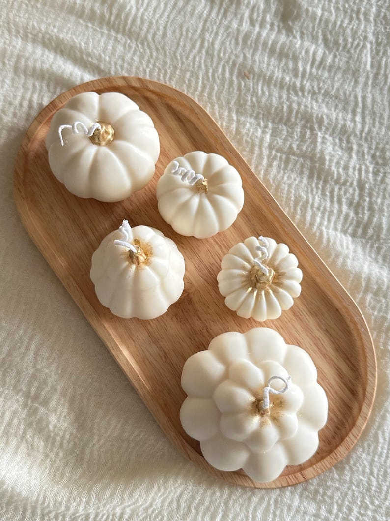 Handmade Olive Wax Pumpkin Candle Set: Eco-Friendly Fall Decor Thanksgiving gift