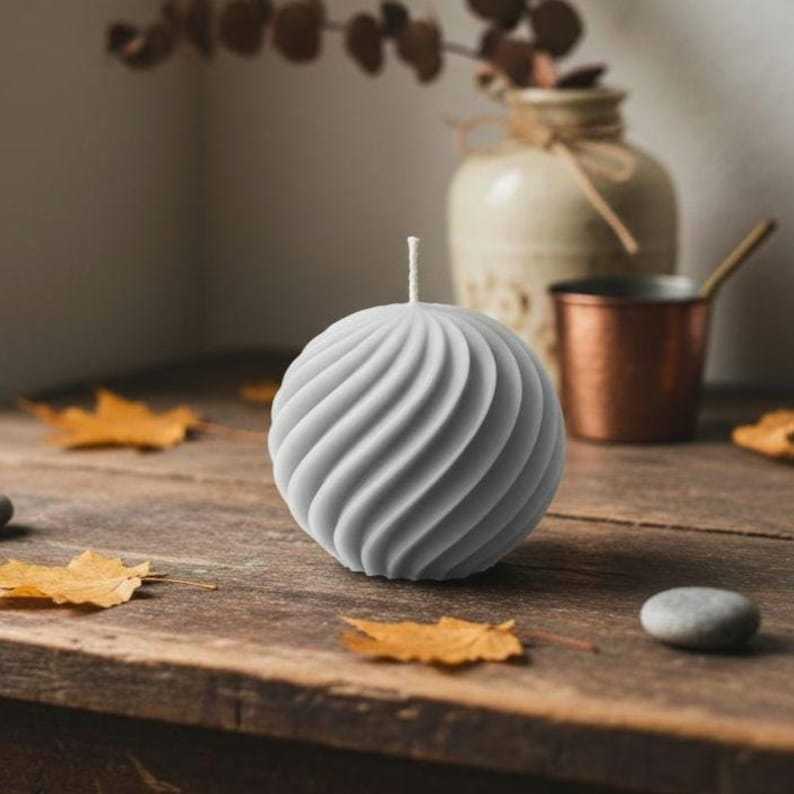 Spiral Ball Soy Wax Candle Decorative Sphere Modern Minimalist Scented & Unscented Handmade Home Decor Gift Holiday Party Favor