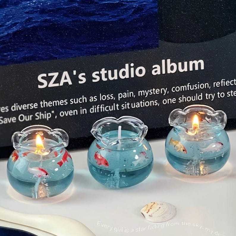 Japanese Bubble Fish Tank Candle Soy Gel Wax Home Aesthetic Mini Unique Gift