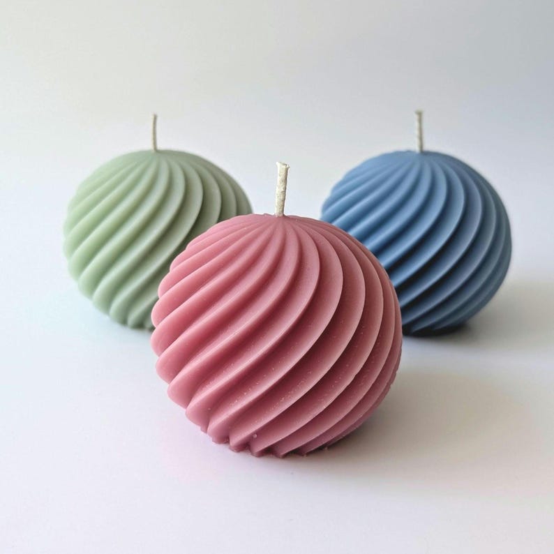Spiral Ball Soy Wax Candle Decorative Sphere Modern Minimalist Scented & Unscented Handmade Home Decor Gift Holiday Party Favor