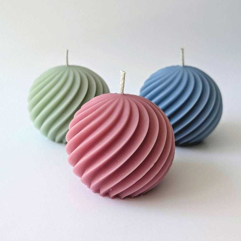 Spiral Ball Soy Wax Candle Decorative Sphere Modern Minimalist Scented & Unscented Handmade Home Decor Gift Holiday Party Favor