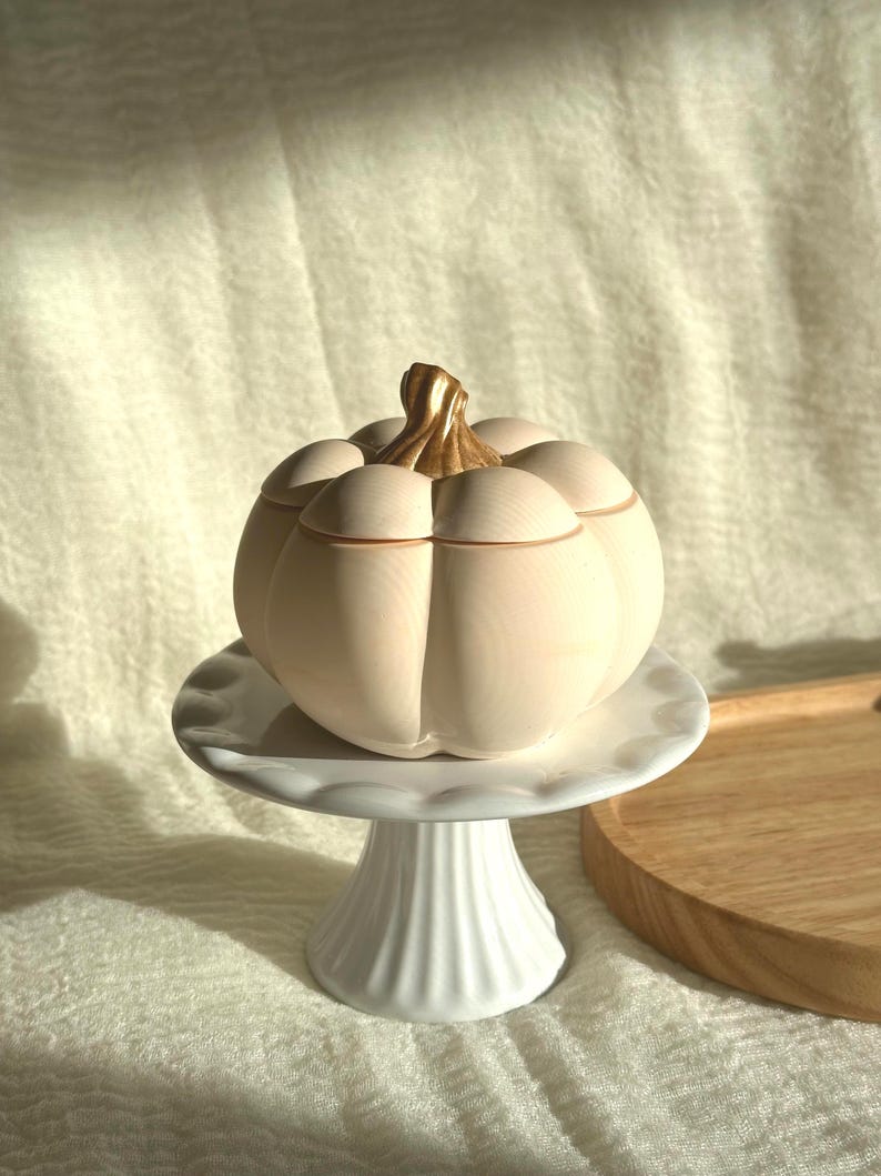 Handmade Pumpkin Candle: Coconut Soy Wax in Ceramic Jar Fall gift