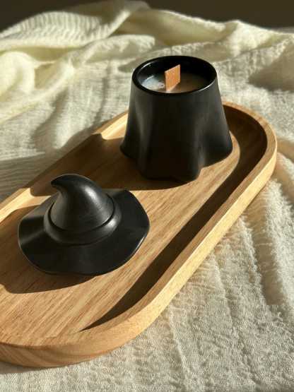 Handmade Coconut Wax Candle in Witch Hat Jar: Spooky Halloween Decor Fall decoration