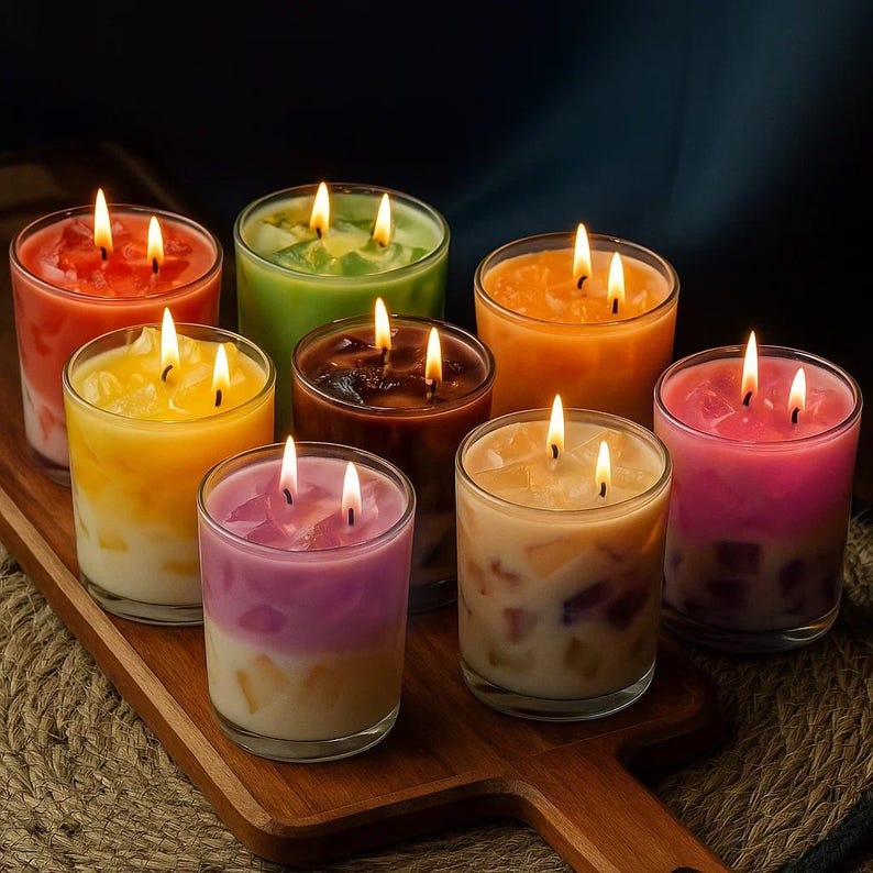 Matcha Latte coffee Candle: Handmade Soy & Gel Wax in Glass Jar scented two wicks